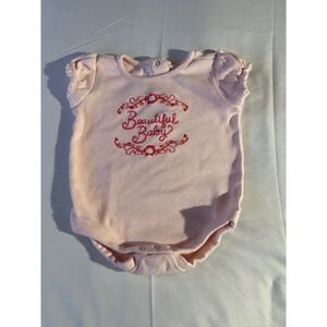Gymboree Pink "Beautiful Baby" Embroidered Ruffle Sleeve Bodysuit 3-6 Months